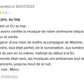 Posté par Chloé et Jérôme sur Mariage.net - Avis sur Airus Sound